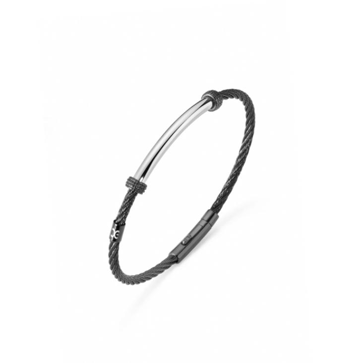Bracelet Excellence en acier 316L PVD noir câble tressé Small