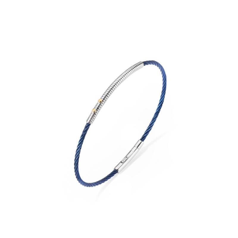 Bracelet Excellence en acier 316L PVD bleu avec clous Or 18K
