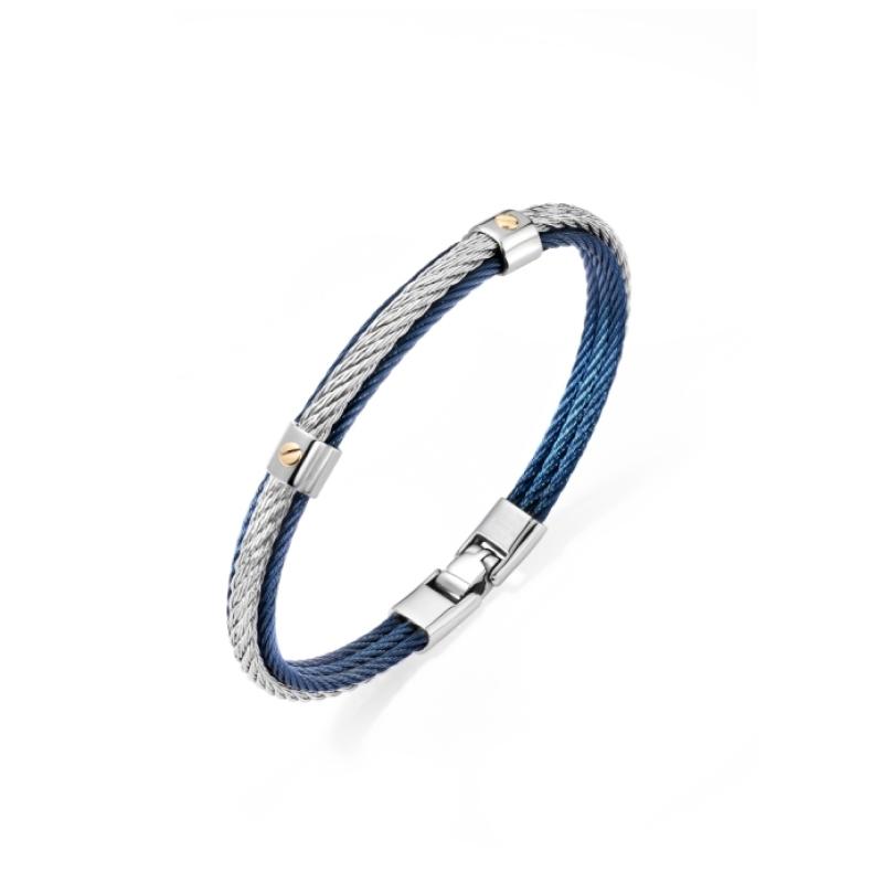 Bracelet Excellence en acier 316L, PVD bleu et Or jaune 18K