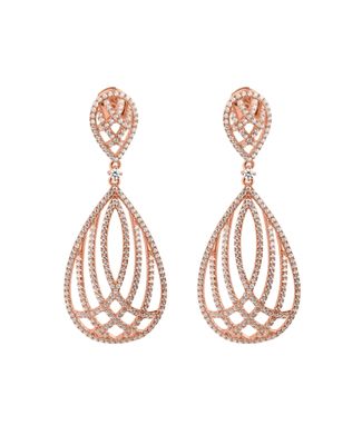 Boucles d'oreilles ovale pendantes en Argent 925 R.Gold
